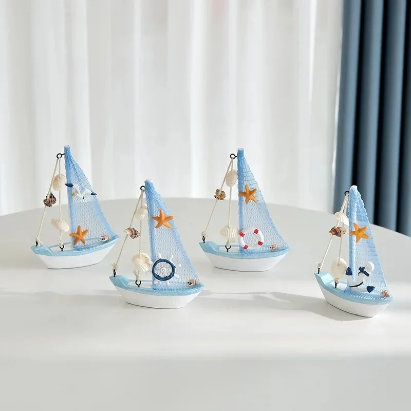 AliExpress - Mini filet de pêche méditerranéen, coquilles en bois, petit bateau à voile, modèle de bateau en bois, artisanat, ornement de bureau, 