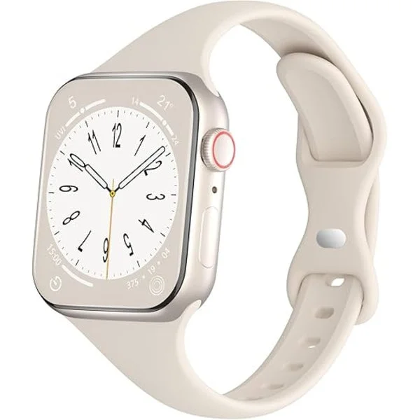 Sport Slank Silikonrem Kompatibel med Apple Watch Rem 38mm 42mm 40mm 44mm 41mm 45mm 46mm 49mm, Tynn Slank Erstatningsrem