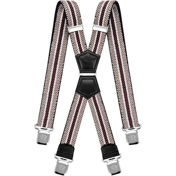 Dark Curry Striped Men's Harness Suspender One Size Fits All X Style