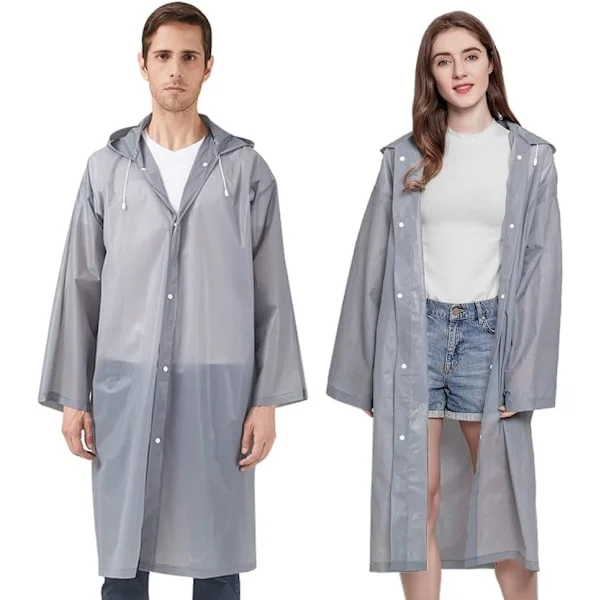 Regnponcho Regnfrakker for Voksne, 2 Pakke Gjenbrukbar Regnjakke Regntøy med Hetter og Ermer, Vanntett for Nødsituasjoner, Utendørs, Camping