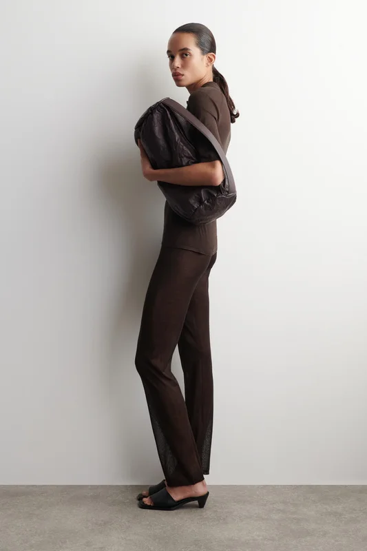 COS Women's Pantaloni In Seta Trasparente Senza Cuciture in Marrone