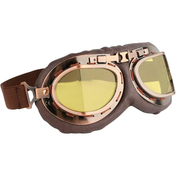 Bruna Vintage Pilot Motorcykelglasögon – Anti-imma Dammtäta för ATV Dirt Bike Hjälm, Cruiser Scooter