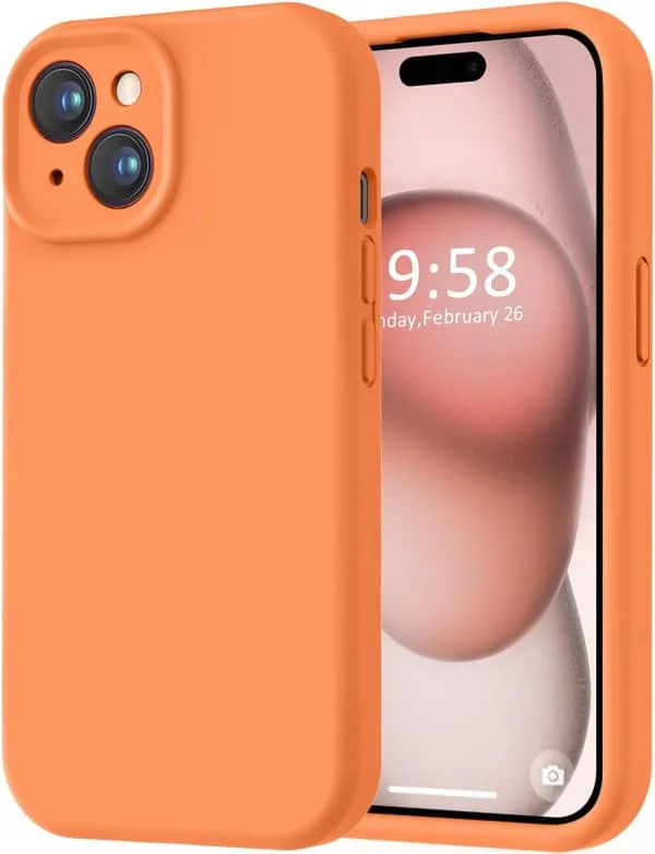 Kompatibel med iPhone 15-deksel, [Glatt silikon full kameradekning] [2,4 m fallbeskyttelse], Mykt mikrofiberfôr heldekkende beskyttelsesdeksel for