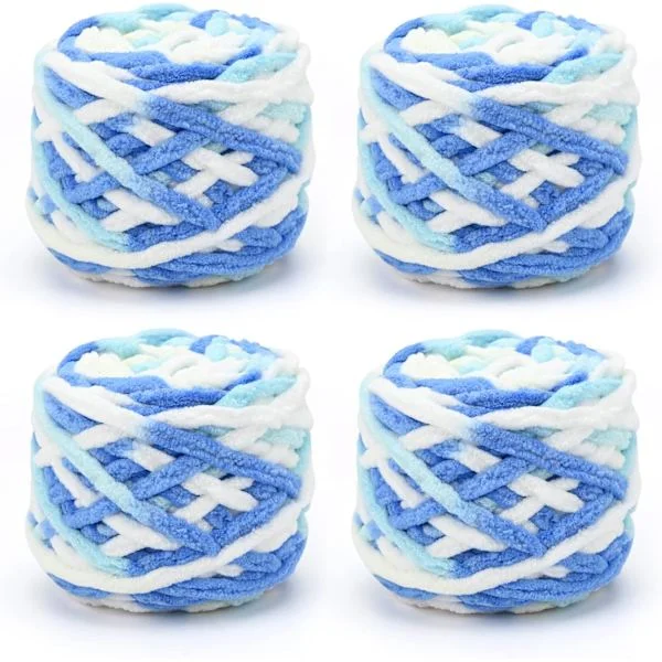 Broderigarn 4 x 100g Flerfarvet Broderigarn til Hækling, Blødt Tykt Garn, Gradient