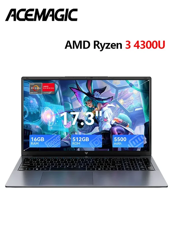 AliExpress - ACEMAGIC AX17Pro Laptop-Computer AMD Ryzen 3 4300U Windows-Laptop 17,3-Zoll IPS 16 GB DDR4 512 GB NVMe SSD Numerische Tastatur