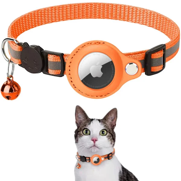 Airtag katthalsband, lätt GPS-katthalsband med Airtag-klämma och klocka för katter och hanar (skyddsfodral)