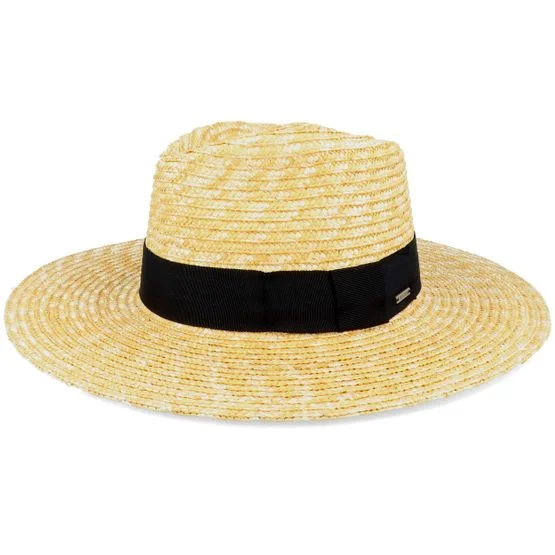 Brixton - Beige straw Hat - Joanna Hat Honey/Black Straw Hat @ Hatstore
