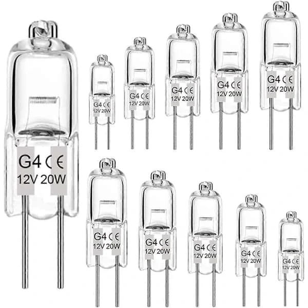 G4 Halogenlampor, 12V 20W Halogenlampor 2-stifts Klar Kapsellampa, Halogen-Stift-Bas-Lampa Varmvitt Ljus Klar Kapsel (10-pack)