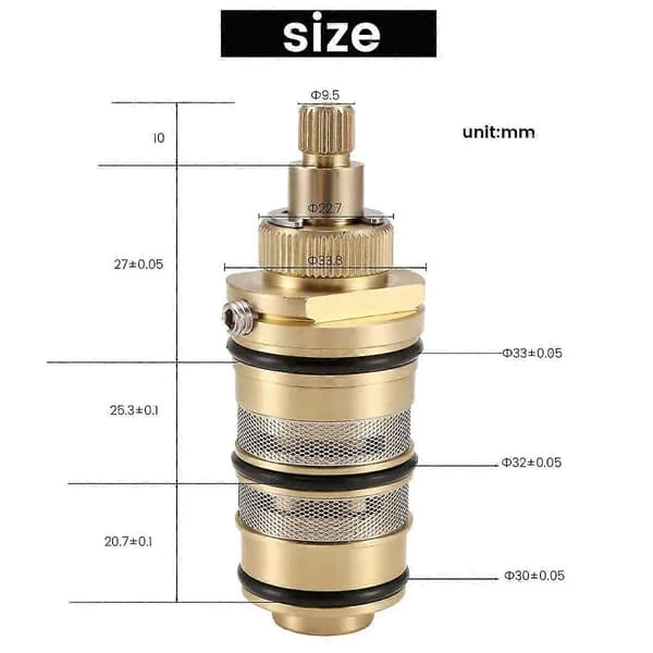 Thermostatic Brass Replacement Part, Mixer Valve Repair Kit for Shower, Water Temperature Control Faucet for Bathroom