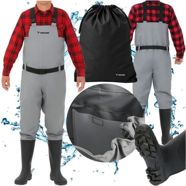 PVC Fishing Waders with Boots Waterproof Non-slip Sole Size 42