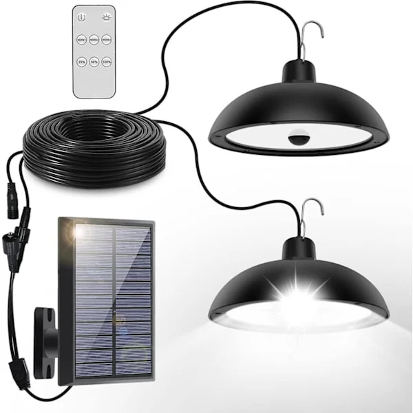Solcellslampa Utomhus, 1800lm Solcellslampa Inomhus, Vit Solcellslampa Utomhus Rörelsesensor, 4 Lägen Kraftfull Hängande Solcellslampa, IP65 Vattentät