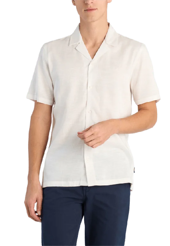 Lindbergh Lyocell blend resort Shirt S/S Skjortor Herr Vit S