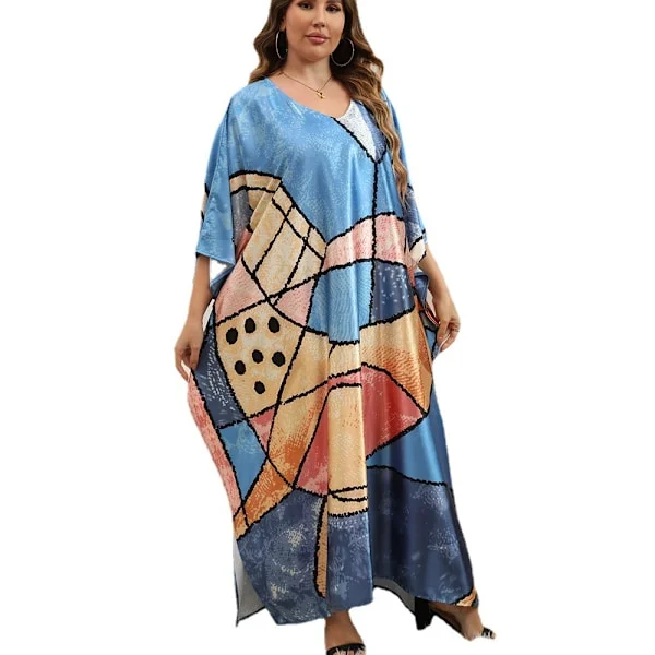 2023 Dame Etnisk Stil Cardigan Strandovertræk til Badetøj, Lang Rayon Kaftan Kjole med Stammetryk, Løstsiddende Boho Robe til Ferie, Ved Poolen