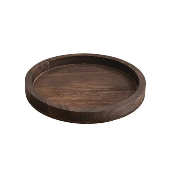 Decorative Coffee Table Tray: Brown Wooden Tray Round Rustic Wood Trays Circle Farmhouse Centerpiece Candle Holder - 12"
