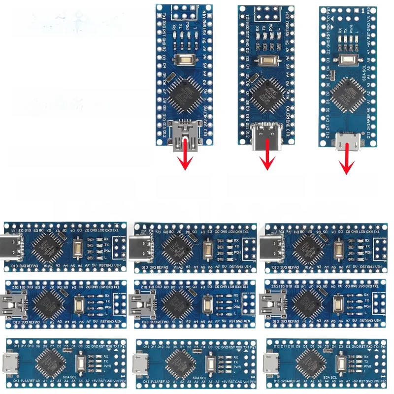 AliExpress - 1-10PCS Mini / Type-C / Micro USB Nano 3.0 avec contrôleur Nano compatible avec le bootloader, pilote USB CH340 16Mhz ATMEGA328P