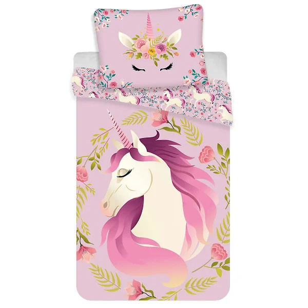 [RM]Unicorn Flowers 100% bomull påslakanset för enkelsäng - europeisk storlek