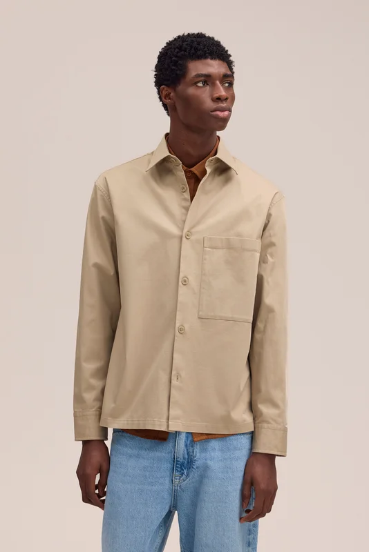 NN.07 Freddy Overshirt Herre Khaki Økologisk Bomuld