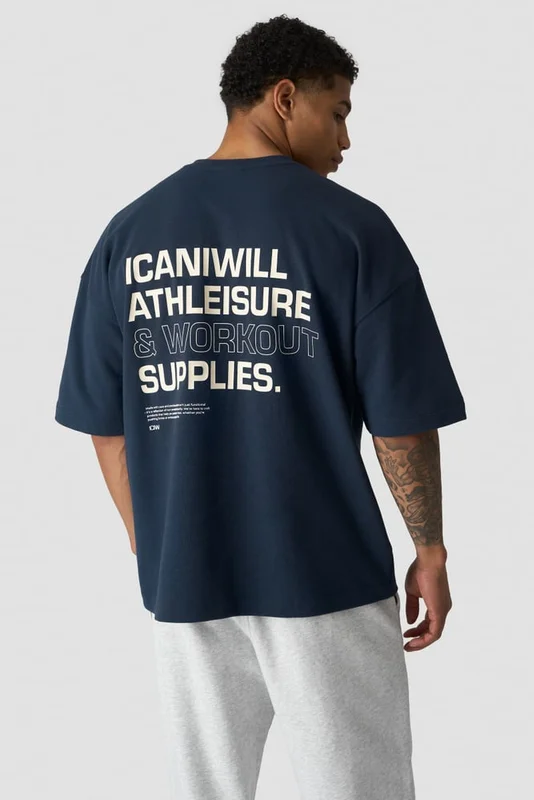ICANIWILL - Everyday Oversized Terry T-shirt M Midnight Blue - Herr - Träningskläder från ICIW