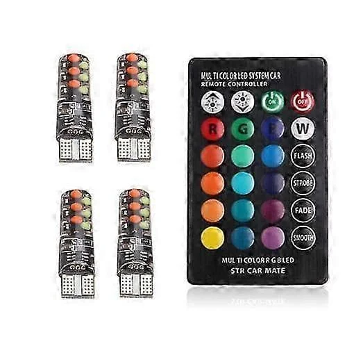 T10 W5W RGB LED Canbus 194 168 W5W 5050SMD Kupollampa Läs Lampa bil ljus Auto Lampa RGB LED Lampa Med Fjärrkontroll 12V