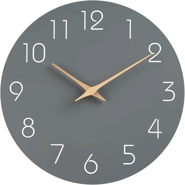 30cm Quartz Väggklocka - Grå Tyst Stor Storlek Modern Vägg