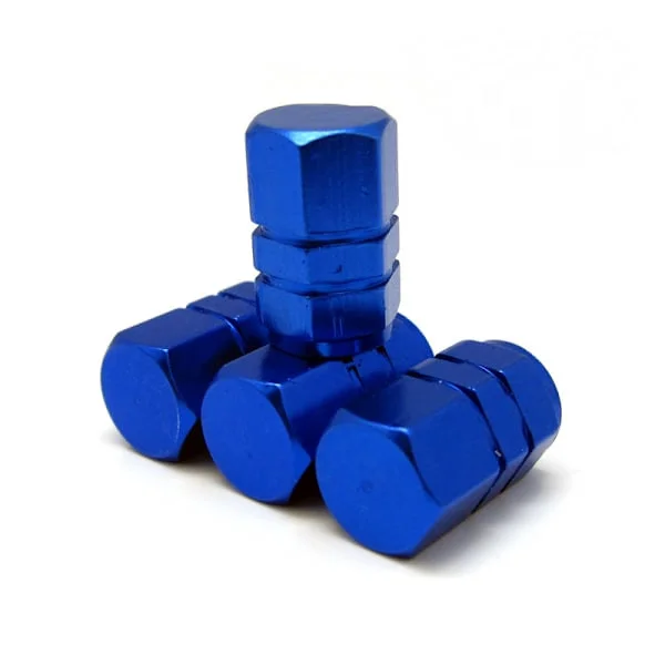 Colored Aluminum Alloy Valve Caps, Leak-Proof Car Tire Valve Caps, Large Hex Screws, Valve Caps (Dark Blue (10-pack))