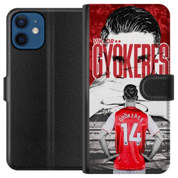 Kompatibelt Plånboksfodral till Apple iPhone 12 Viktor Gyökeres Arsenal - Fotbollsmotiv med tröja nummer 14 på arenan