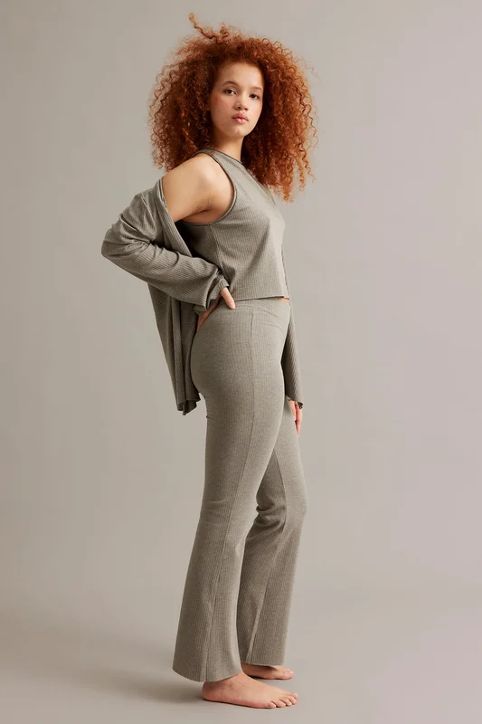 Kappahl | Ribbede bootcut-bukser Brunmelert L | Dame
