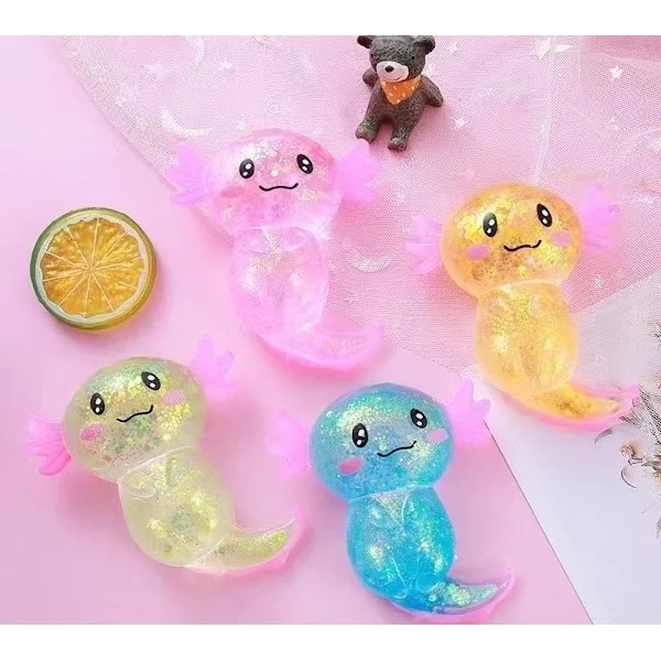 Glitter Axolotl Legetøj Stress Relief Legetøj Bedårende Axolotl Legetøj Blødt Stress Legetøj Axolotl Elastisk Fidget Legetøj Til Børn Og Voksne 