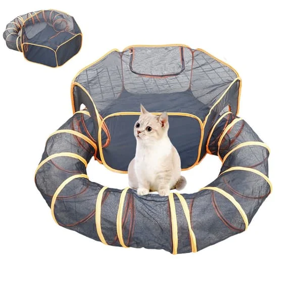 Large Cat Tunnel for Pets, Foldable Small Animal Playpen Outdoor Cat House Tunnel Portable Dog Playpen Indoor