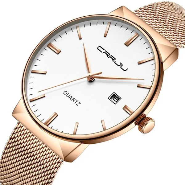 Men's Watch Ultra Thin Waterproof Wristwatch Men's Fashion with Black Stainless Steel Mesh Bracelet Analog Quartz Business Men's Watches