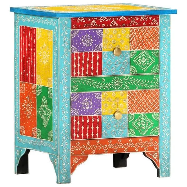 Yöpöytä - EXKLUSIIVINEN KOTI - EXKLUSIIVINEN KOTI - 40 x 30 x 50 cm - Mangopuu & MDF - Käsinmaalattu