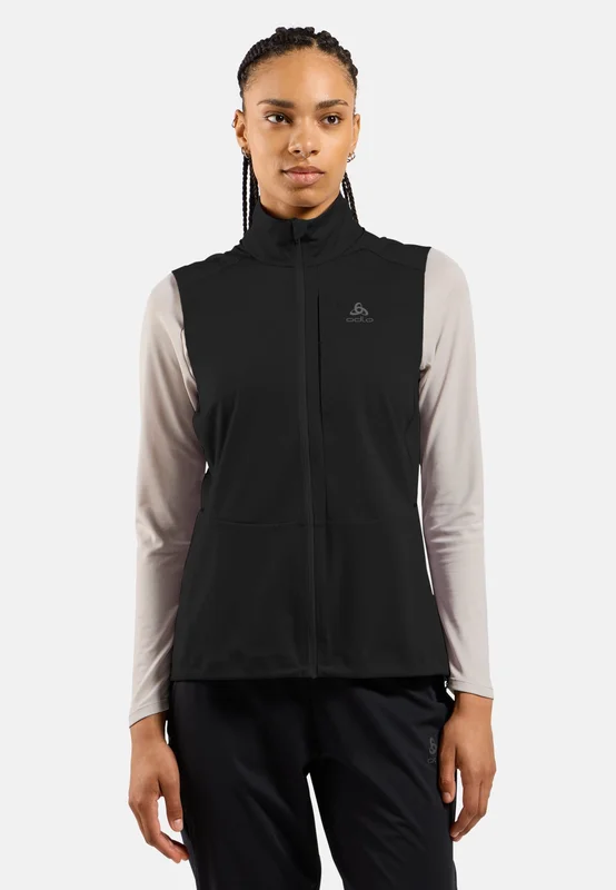 Odlo Veste sans manches de running Zeroweight Warm pour femme, L, noir
