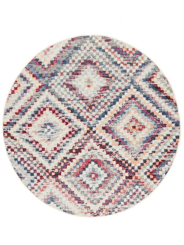 Washable Indoor/Outdoor Rug Geometric Layla Multicolor Round Oeko-Tex