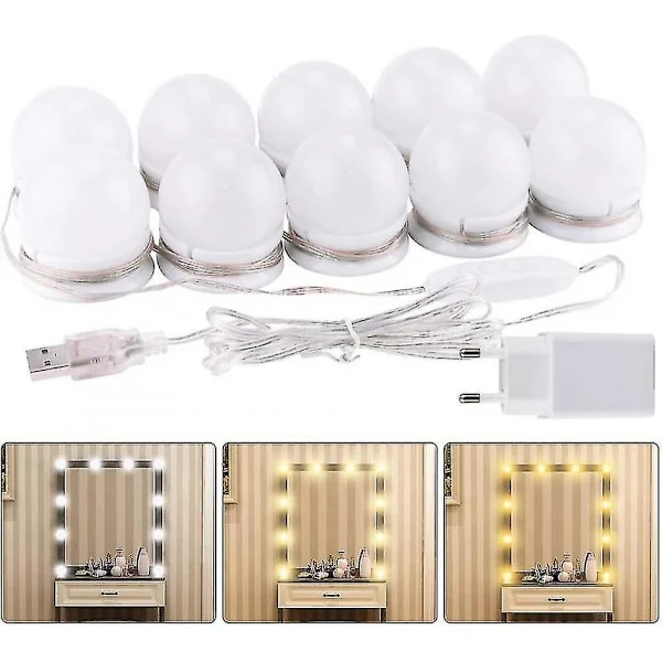 LED Makeup Lys Kompatibelt med Spejl Hollywood Style Makeup Lys 2-14 Dæmpbare Pærer (Kun Lampe, Intet Spejl) 6 lys_MGF