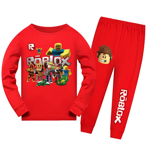 Roblox Game Langærmet Pyjamas Pyjamas Sæt Børn PJS Nattøj Fans Gave Rød Ed