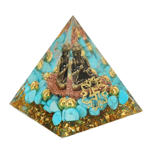 Krystallpyramide Buddha Design Utsøkt Vakker Pyramide Kraftstein Dekorasjon Ornament for Yoga Meditasjon