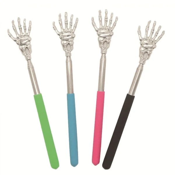(4-pack) Telescopic Back Scratcher, Portable Extendable Telescopic Metal Back Scratcher - Hand Massage Back Scratcher with Rubber Handle