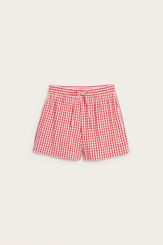 Kappahl | Rutiga shorts med dragsko Röd L | Dam