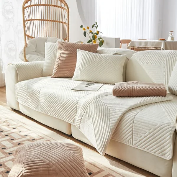 Sofatrekk Hjørnesofa L-formet Sofatrekk Sklisikkert Trekk L-formet Sofatrekk Fløyelstrekk Sofatrekk Sofa Hvit
