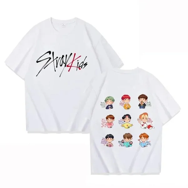 K-POP Stray Kids T-skjorte Menn Kvinner Trykt Høy Kvalitet Bomulls T-skjorte Kortermet T-skjorte Oversized T-skjorter Topper Klær