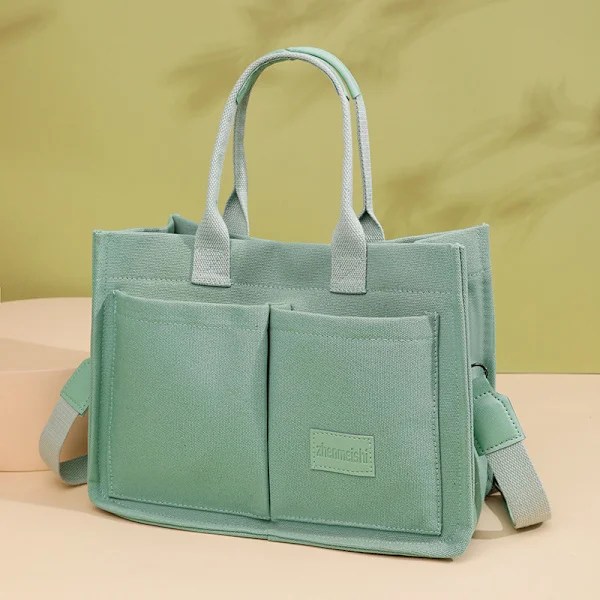 Large Canvas Tote Bag for Women, Ladies Laptop Workbooks Bags Crossbody Purse Handbag Shoulder Bag Travel Messenger Gym Tote Green