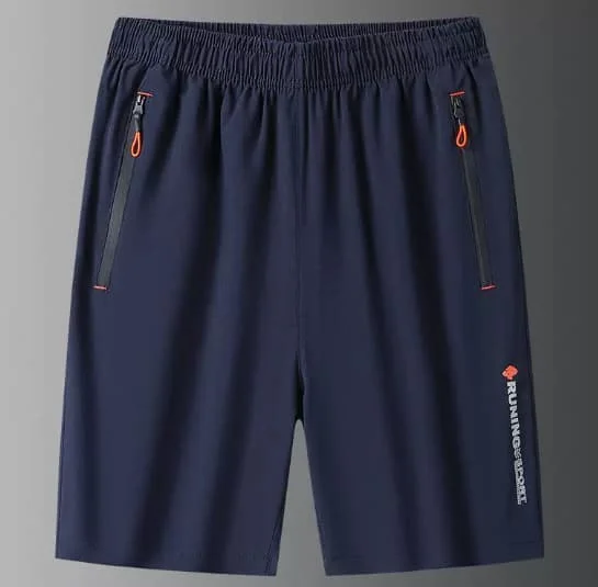 [LCS] Træningsshorts til mænd med lynlåslommer, vaskbare, meget strækbare bukser til fitness og træning - Xin Blå