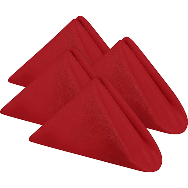 Tygservetter [24-pack, Röd] - 43 x 43 cm, 100% Polyester, Kantförsedda, Tvättbara, Lämpliga för Fest, Bröllop, Middag