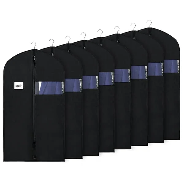 Klespose for oppbevaring, 60x101cm klesposer med gjennomsiktig vindu for jakker, dresser, skjorter, 8-pakning