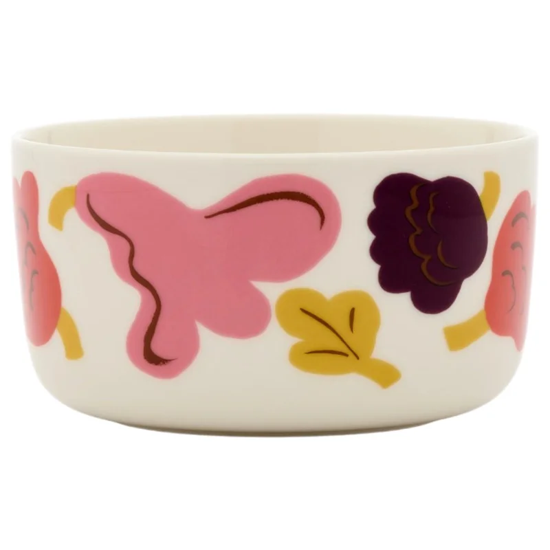 Marimekko Kukasta Kukkaan Oiva skål 5 dl, vit/rosa/terrakotta/plommon | Dukning & Servering > Skålar > Skål | Bagaren och Kocken