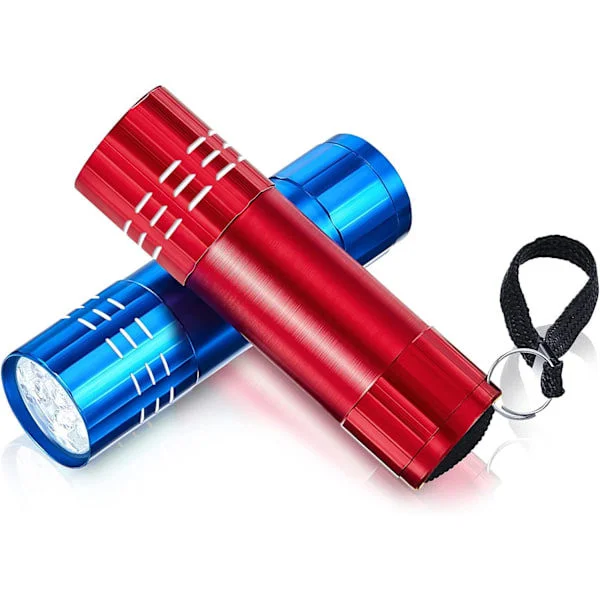 2 st Mini Ficklampa Liten Handhållen Ficklampa Barn LED Ficklampa 7,6 cm Vattentät, Batterier med Isolationskort Ingår (Blå, Röd)