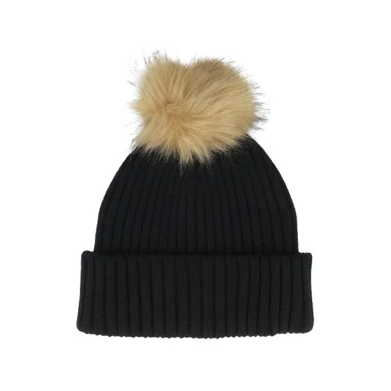 MJM Hats - Black pom Beanie - Womens Beanie Pia 42 Mix Black Pom @ Hatstore