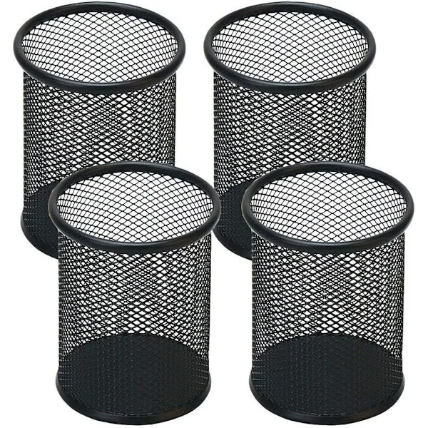 Pennholder i netting, pennholder i metall for skrivebord, pennorganisator i svart