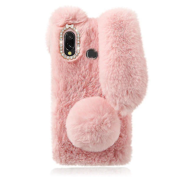 1 st Plysch Kanin Mobilskal TPU Telefonskydd Mobilskal Mobiltelefon Skydd Kompatibel för Galaxy A20e Rosa