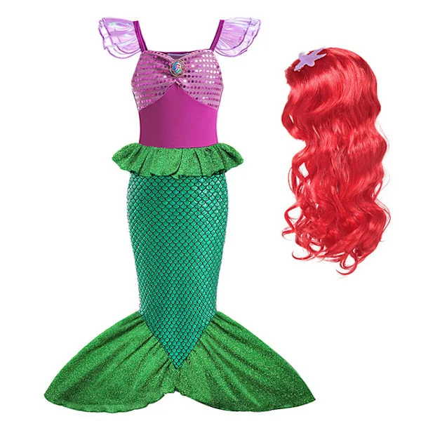 Disney Lille Havfrue Ariel Prinsesse Kostyme Barn Kjole For Jenter Cosplay Barn Karneval Bursdagsfest Klær Havfrue Kjole 5T(størrelse 120)
